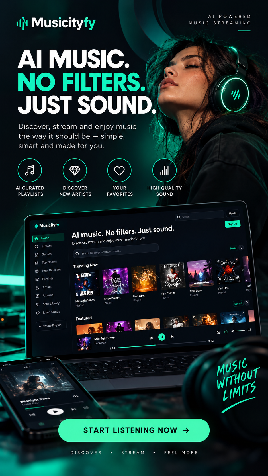 Musicityfy — AI music streaming