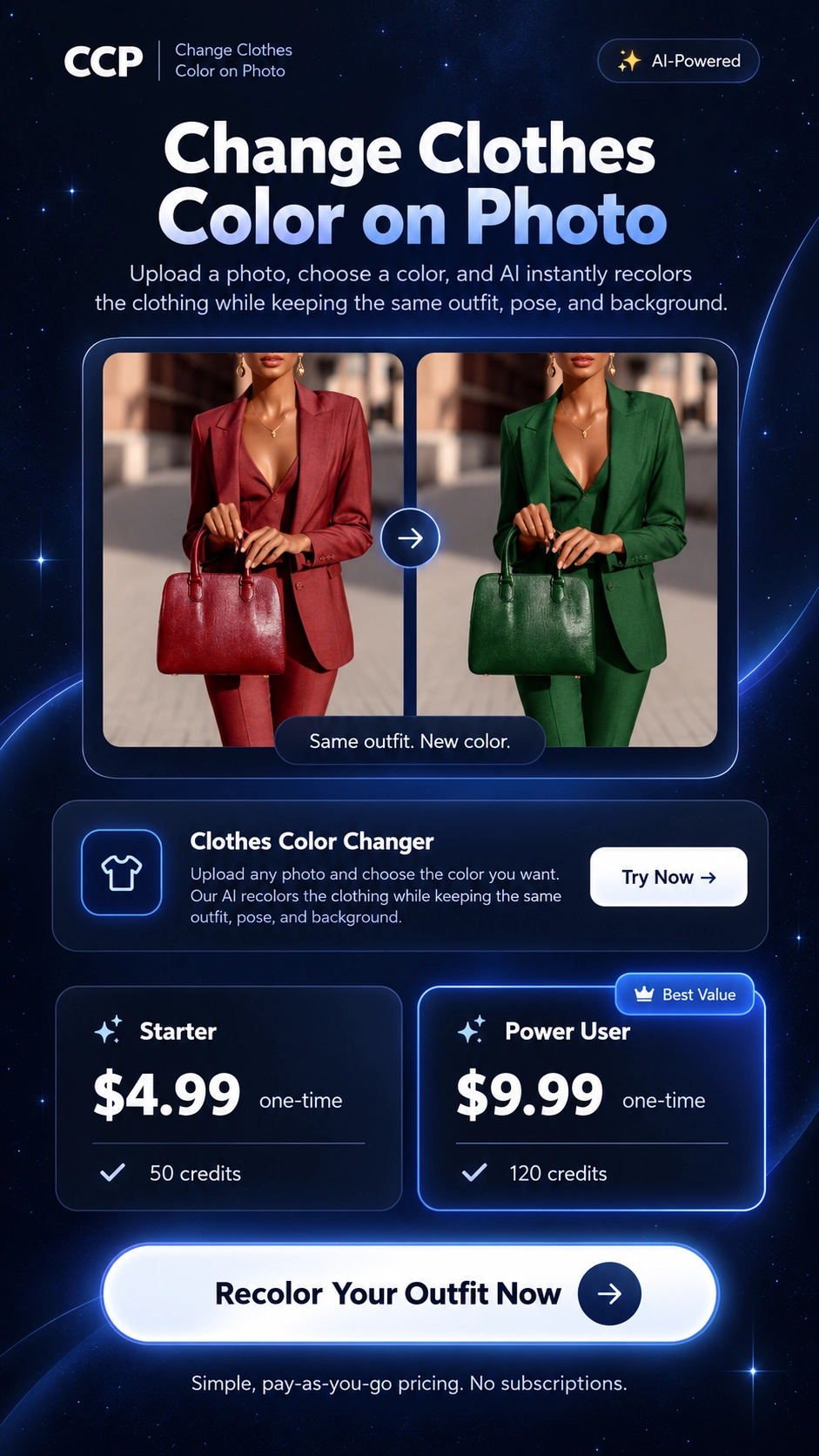 CCP — change clothes color on photo with AI