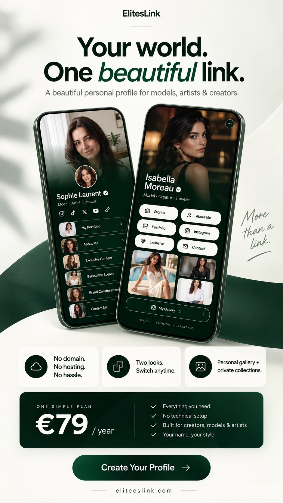 EliteSLink — one beautiful link for models, artists and creators